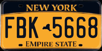 NY license plate FBK5668