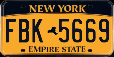 NY license plate FBK5669