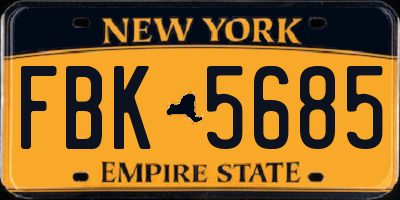 NY license plate FBK5685