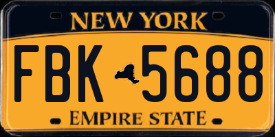 NY license plate FBK5688