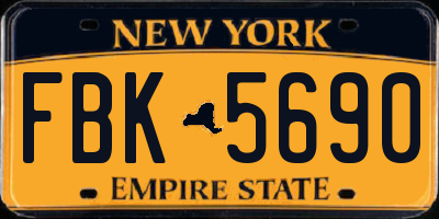 NY license plate FBK5690