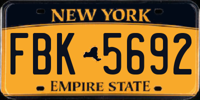 NY license plate FBK5692