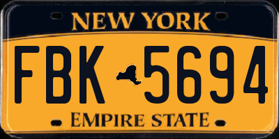 NY license plate FBK5694