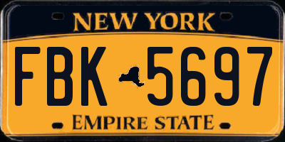 NY license plate FBK5697