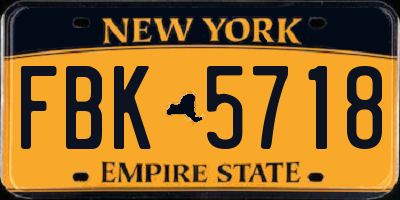 NY license plate FBK5718