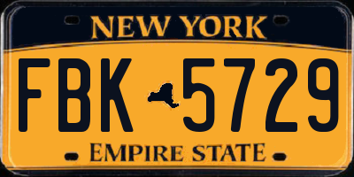 NY license plate FBK5729