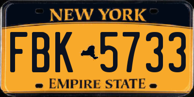 NY license plate FBK5733