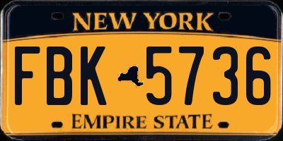 NY license plate FBK5736