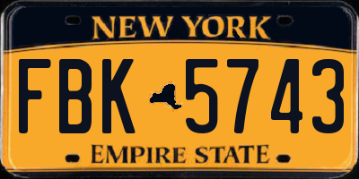 NY license plate FBK5743