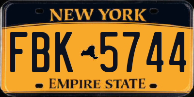 NY license plate FBK5744