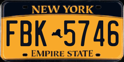 NY license plate FBK5746