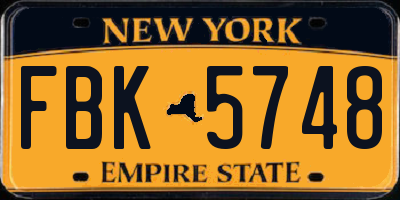 NY license plate FBK5748