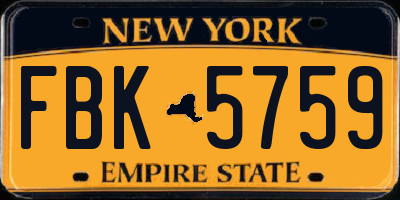 NY license plate FBK5759