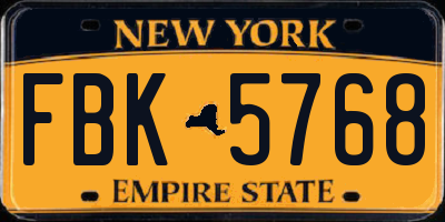 NY license plate FBK5768