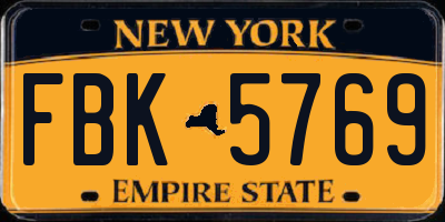 NY license plate FBK5769