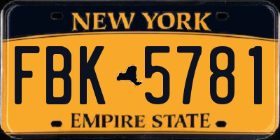 NY license plate FBK5781