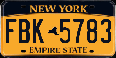 NY license plate FBK5783