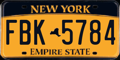 NY license plate FBK5784
