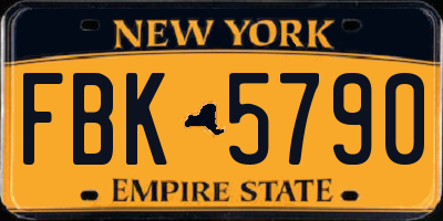 NY license plate FBK5790