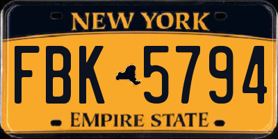 NY license plate FBK5794