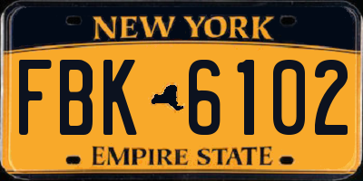 NY license plate FBK6102