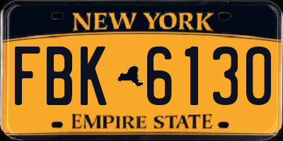 NY license plate FBK6130