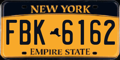 NY license plate FBK6162