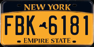 NY license plate FBK6181
