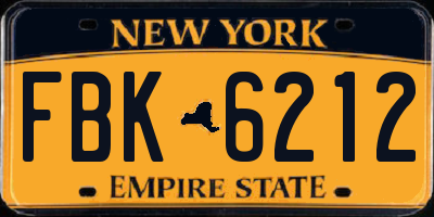 NY license plate FBK6212