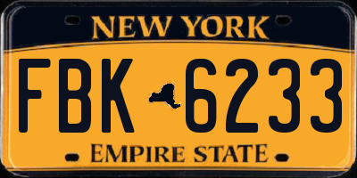 NY license plate FBK6233