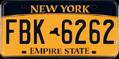 NY license plate FBK6262