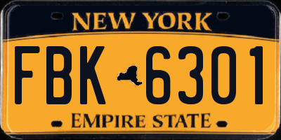 NY license plate FBK6301