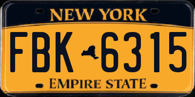 NY license plate FBK6315