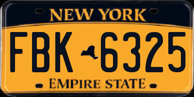 NY license plate FBK6325