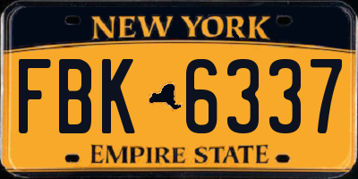 NY license plate FBK6337