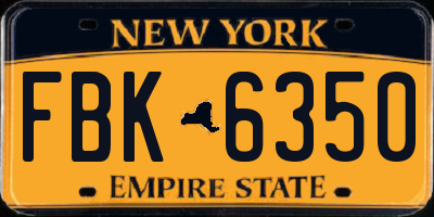 NY license plate FBK6350