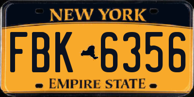 NY license plate FBK6356
