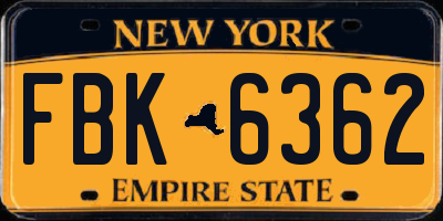 NY license plate FBK6362