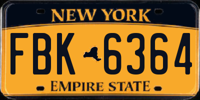 NY license plate FBK6364
