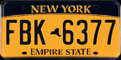 NY license plate FBK6377