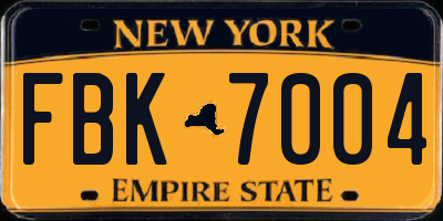 NY license plate FBK7004