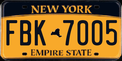 NY license plate FBK7005