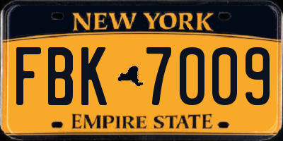 NY license plate FBK7009