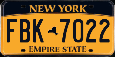NY license plate FBK7022