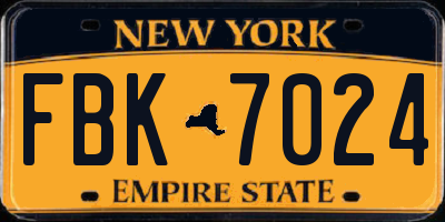 NY license plate FBK7024