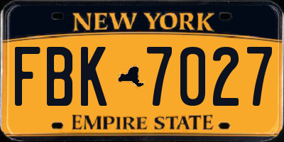 NY license plate FBK7027