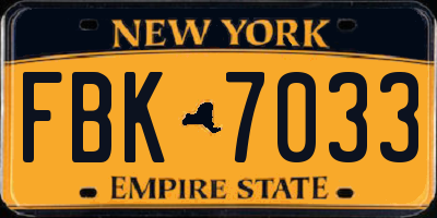 NY license plate FBK7033