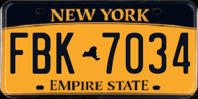 NY license plate FBK7034