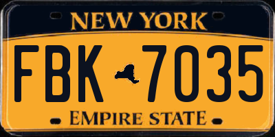 NY license plate FBK7035