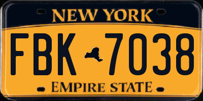 NY license plate FBK7038